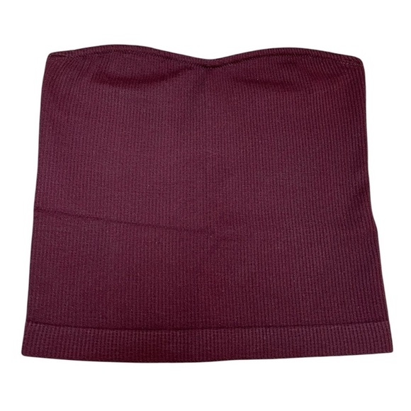 Dynamite Ribbed Tube Top Maroon - Picture 2 of 5